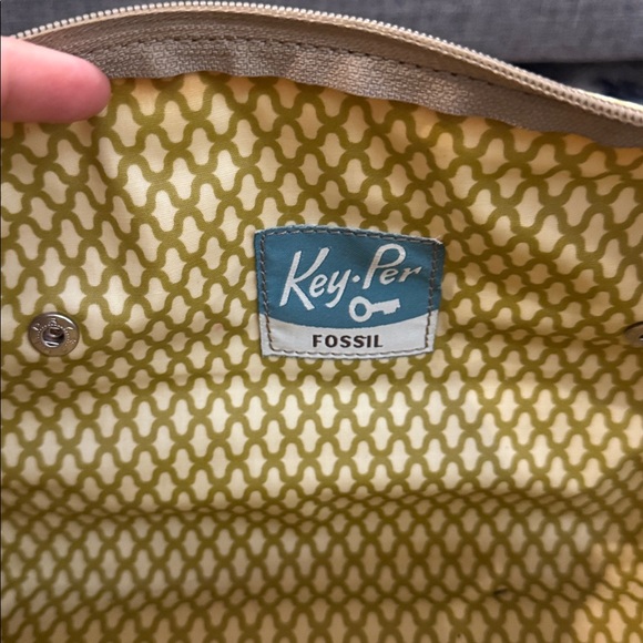 Vintage Fossil Floral Cosmetic Bag Key Zipper Canvas Travel Pouch Retro Y2K - Picture 5 of 12